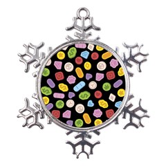 Ecstasy Pills Pattern Metal Large Snowflake Ornament by Valentinaart