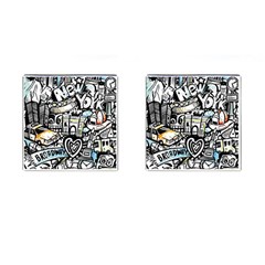 New York City Nyc Broadway Doodle Art Cufflinks (square) by Grandong