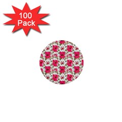 Retro 1880s Flowers Pattern 14 1  Mini Buttons (100 Pack)  by violetheavensky