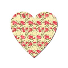 Retro 1880s Flowers Pattern 18 Heart Magnet by violetheavensky