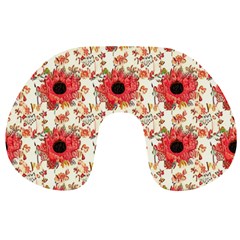 Retro 1880s Flowers Pattern 23 Travel Neck Pillow by violetheavensky