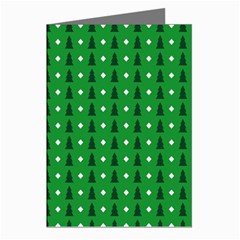 Green Christmas Tree Pattern Background Greeting Cards (pkg Of 8) by Paksenen