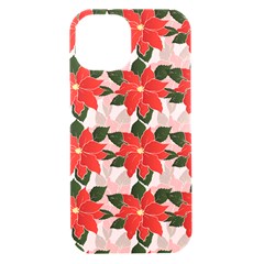 Poinsettia Pattern Seamless Pattern Christmas Xmas Iphone 15 Black Uv Print Pc Hardshell Case by Paksenen