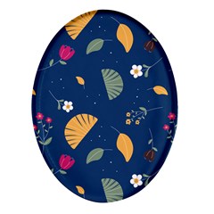 Cute Korean Pattern Oval Glass Fridge Magnet (4 Pack) by designsbymallika