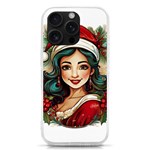 Young Woman With Santa Claus Clothes Isolated Illustration Wb iPhone 16 Pro TPU UV Print Case Front