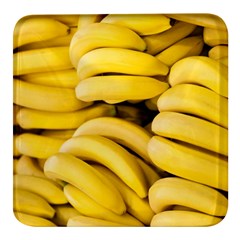 Bananas, Macro, Fruits, Ripe Bananas Square Glass Fridge Magnet (4 Pack) by kyorashop23