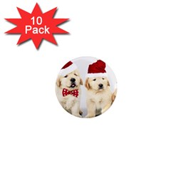 Christmas Puppies, Santa, Craciun, Christmas, Funny, Hat, Puppy, Red 1  Mini Magnet (10 Pack)  by kyorashop23