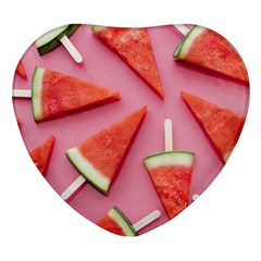 Fruits, Watermelon, Fruit Heart Glass Fridge Magnet (4 Pack) by kyorashop23