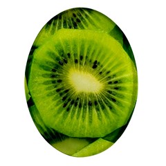 Kiwi Fruits, Close-up, Exotic Fruit Oval Glass Fridge Magnet (4 Pack) by kyorashop23