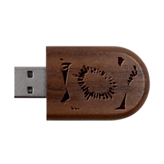 Kiwi Fruits, Close-up, Exotic Fruit Wood Oval Usb Flash Drive by kyorashop23