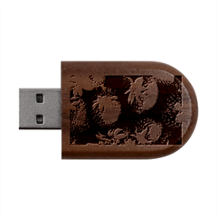 Strawberry, Berries, Fresh, Red Wood Oval Usb Flash Drive by kyorashop23