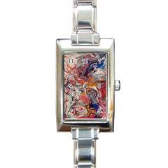 Abstract Flames Rectangle Italian Charm Watch by kaleidomarblingart