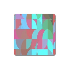 Geometric Ocean Purple Blue Pink Square Magnet by ConteMonfrey