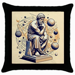 Thinker Sculpture Design Geometric Throw Pillow Case (black) by Salmanaz77