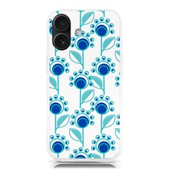 Blue Daisy Minimalist Leaves   Iphone 16 Tpu Uv Print Case by ConteMonfrey