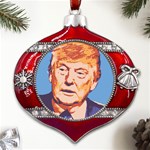 Orange Donald Trump Metal Snowflake And Bell Red Ornament Front