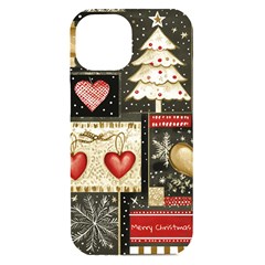 Christmas Reindeer Iphone 15 Black Uv Print Pc Hardshell Case by Posterlux