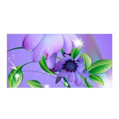 Purple Flower Nature Satin Wrap 35  X 70  by Posterlux