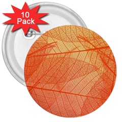 Abstract Texture Of Colorful Bright Pattern Of Transparent Leaves Of Orange And Yellow Color 3  Buttons (10 Pack)  by Posterlux