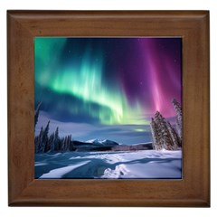 Northern Lights Aurora Night Nature Framed Tile by Posterlux