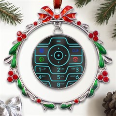 Retro Mobile Device Output Device Metal X mas Wreath Ribbon Ornament by Bedest