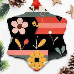  Minimalist Pattern With Simple Lines,flower And Shapes, Creating A Clean And Modern Snowflake Ornament (two Sides) by myclothy