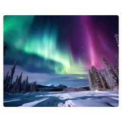 Northern Lights Aurora Night Nature Premium Plush Fleece Blanket (medium) by Posterlux