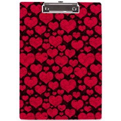 Valentines Day Hearts Pattern Love Red A4 Acrylic Clipboard by Maspions