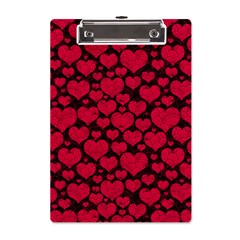 Valentines Day Hearts Pattern Love Red A5 Acrylic Clipboard by Maspions