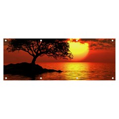 Sunset Nature Sea Dusk Landscape Banner And Sign 8  X 3  by Salmanaz77