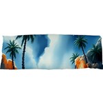 Delicate Watercolor Painting Surreal Oasis Scene With Intense Dramatic Lighting 25 x71  Body Pillow Case Dakimakura (Two Sides) Back