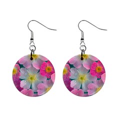 Pink Neon Flowers Flower Mini Button Earrings by Cemarart