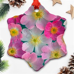 Pink Neon Flowers Flower Ornament (snowflake) by Cemarart