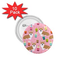 Corgi Bubble Boba Tea Pink Pattern 1 75  Buttons (10 Pack)