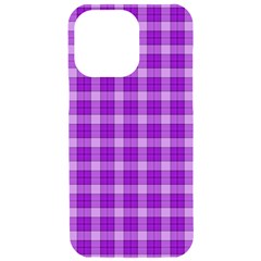 Purple Plaid Tartan 3 Iphone 15 Pro Max Black Uv Print Pc Hardshell Case by dressshop