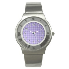 Purple Plaid Tartan 2 Stainless Steel Watch by dressshop