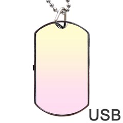 Cream Yellow To Pink Lace Linear Gradient Dog Tag Usb Flash (two Sides) by GradientsOmbre