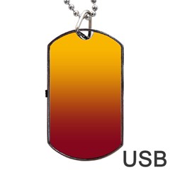 Amber Orange To Burgundy Red Linear Gradient Dog Tag Usb Flash (one Side) by GradientsOmbre