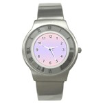 Pale Pink To Pale Violet Bilinear Gradient Stainless Steel Watch Front