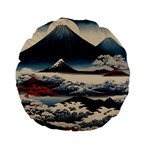 Hokusai Moutains Japan Standard 15  Premium Flano Round Cushions Front