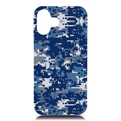 Blue, Camouflage, Cool, Navy, New, Pattern Iphone 16 Plus Black Uv Print Pc Hardshell Case by kyorashop23