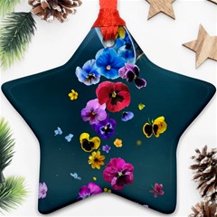 Falling Flowers, Art, Coffee Cup Ornament (star) by kyorashop23