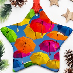 Umbrella, Colorful, Positive, Sky, Rainbow Ornament (star) by kyorashop23