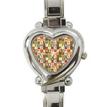 Template Christmas Pattern Heart Italian Charm Watch Front