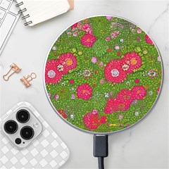 Mid Century Retro Floral 1970s 1960s Pattern 88 Wireless Fast Charger(white) by violetheavensky