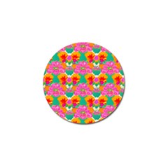 Retro 40s 50s Mexico Flowers Pattern Golf Ball Marker (4 Pack) by violetheavensky