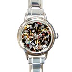 Jesus Christ Modern Halftone pattern Round Italian Charm Watch Front