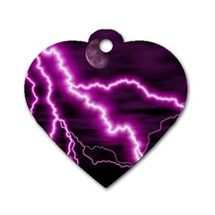 Purple Lightning Twin-sided Dog Tag (heart) by PurpleVIP